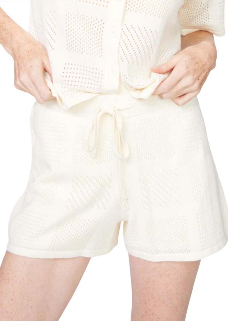Monrow Crochet Knit Easy Short In Off White