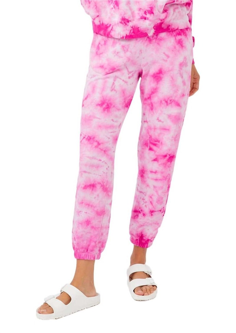 Monrow Crystal Tie Dye Boyfriend Sweats In Fuchsia Tie Dye