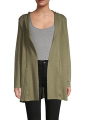 Monrow Hooded Open-Front Cardigan