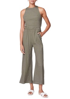 Monrow Linen Racer Jumpsuit In Army