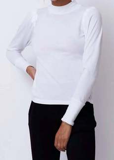 Monrow Mock Neck Shirred Sweatshirt In White