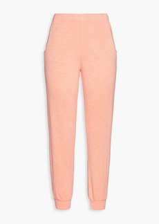Monrow - Cropped mélange French terry track pants - Orange - XS