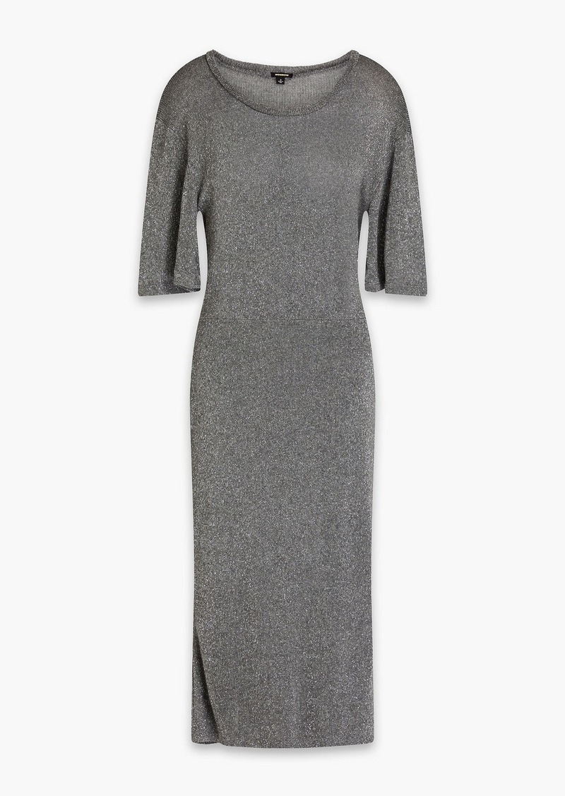 Monrow - Cutout metallic knitted midi dress - Gray - XS