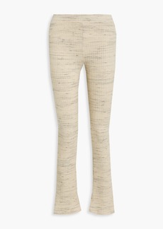 Monrow - Marled ribbed cotton-blend flared pants - White - XS