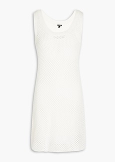 Monrow - Open-knit cotton and modal-blend mini dress - White - L