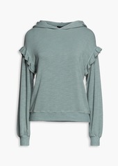 Monrow - Ruffle-trimmed French terry hoodie - Green - L