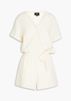 Monrow - Wrap-effect knotted cotton-gauze playsuit - White - XS