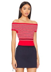 MONROW Boucle Knit Off Shoulder Top