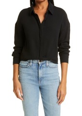 Monrow Cotton Gauze Blouse in Black at Nordstrom