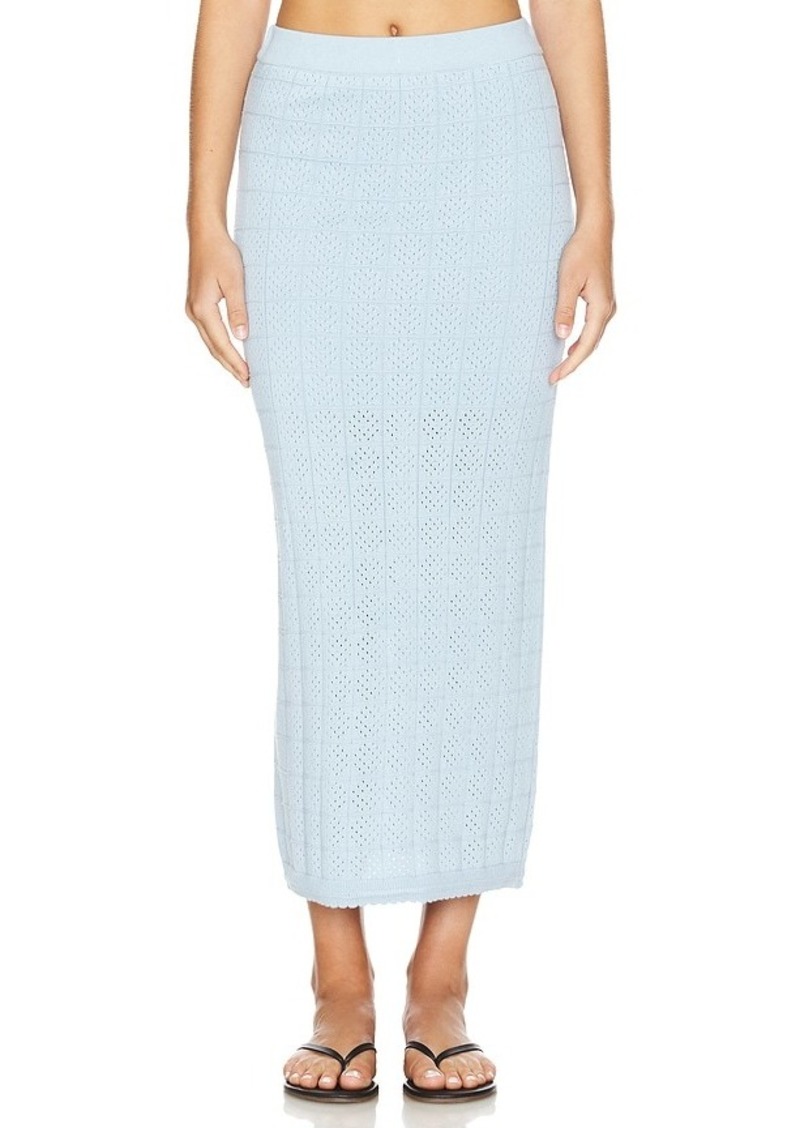 MONROW Crochet Knit Midi Skirt