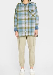 Monrow Plaid Snap-Front Shacket