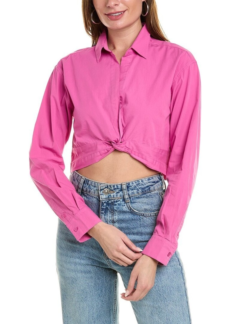 Monrow Poplin Twist Front Shirt