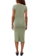 Monrow Supersoft Cap-Sleeve Shirred Maternity Dress - Laurel Green