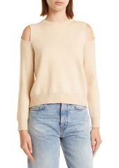 Monrow Supersoft Cold Shoulder Sweater in Off White at Nordstrom