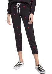 Monrow Women's All Over Embroidered Heart Vintage Sweats