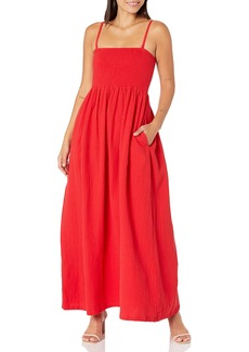 Monrow Women's HD0483-1-Gauze Smocked Long Dress  Extra Small