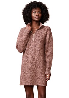 Monrow Women's HD0505-Marled Half Zip Sweater Dress