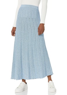 Monrow Women's HS0063-Marled Sweater Pleated Skirt