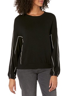 Monrow Women's HT1077-Sweatshirt W/Silky Piping