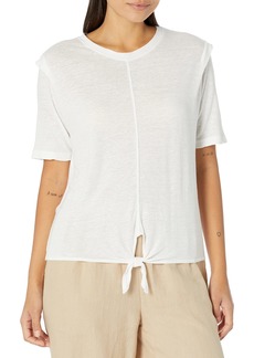 Monrow Women's HT1249-Tee w/Front Tie  Extra Small