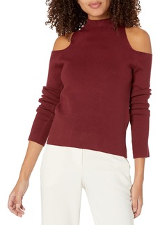 Monrow Women's HT1257-Supersoft Sweater Knit Cold Shoulder Top