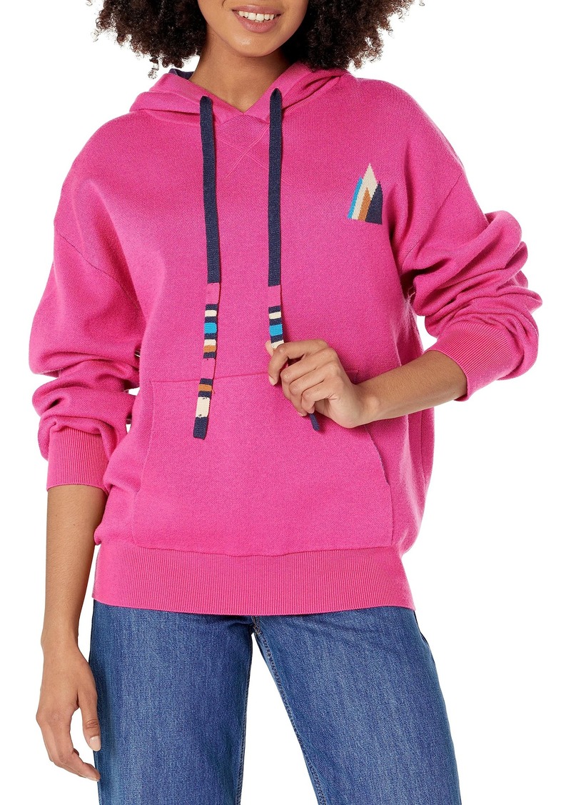 Monrow Women's HT1314-Supersoft Sweater Knit Hoody W/Stripe Drawcord