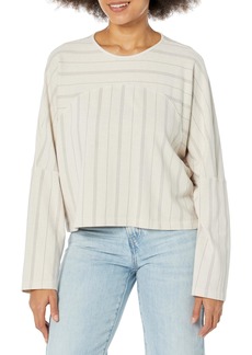 Monrow Women's HT1402-Stripe Seamed Sweatshirt