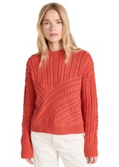 Monrow Women's Merino Wool Cable Knit Sweater  L