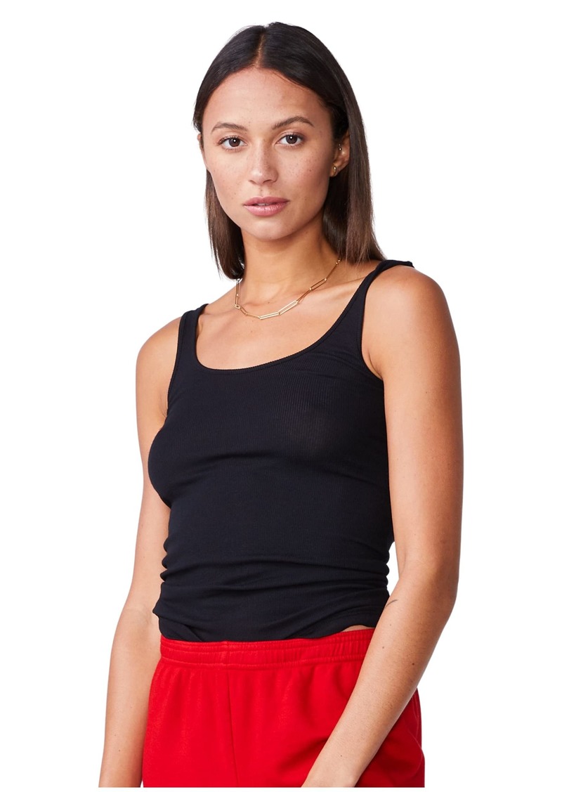 Monrow Women's Narrow Rib Tank Top Scoop Neck & Layer-Friendly Casual Fit & Super Soft Material  XS