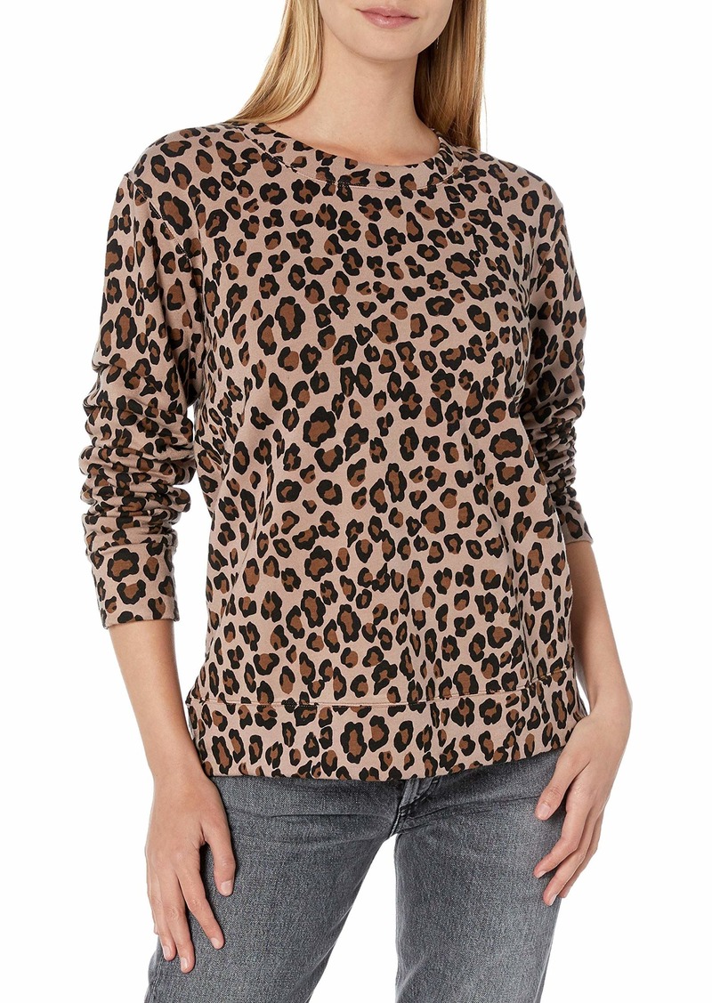 Monrow Women's Natural Leopard Oversized Sweatshirt