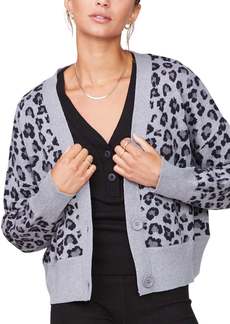 Monrow Oversized Leopard Cardigan In Heather Grey