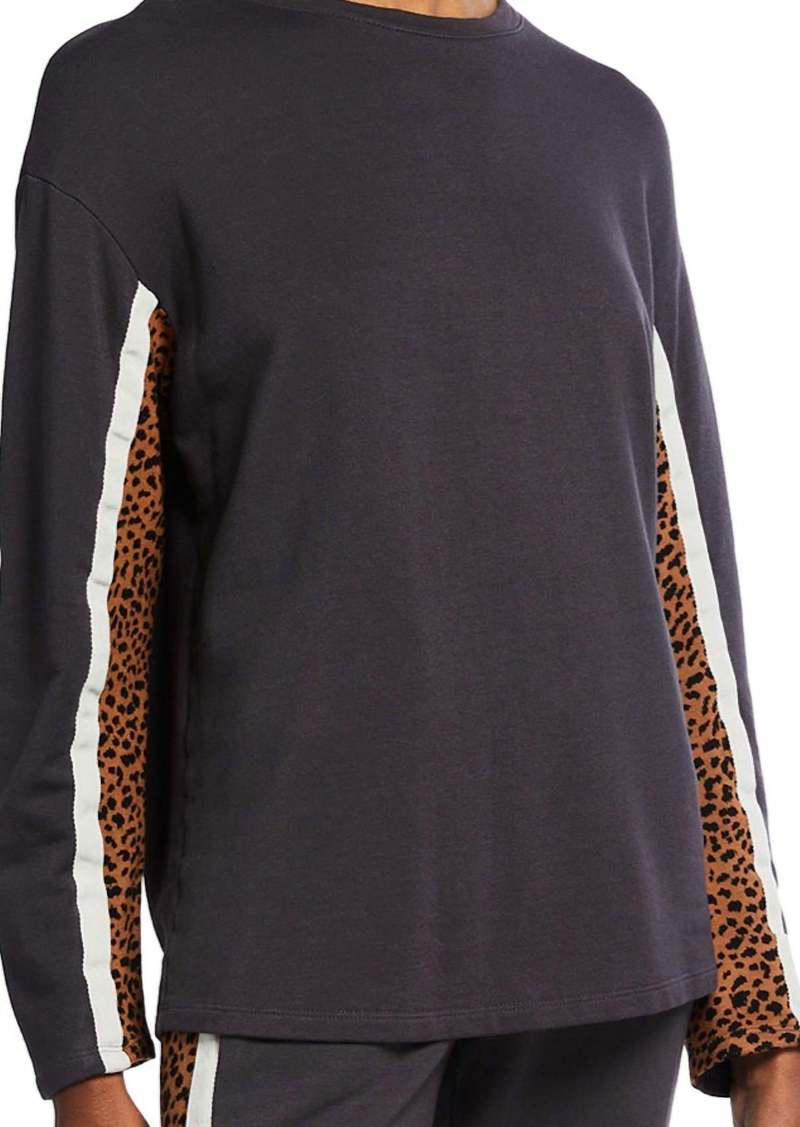 Monrow Paneled Mini Leopard Sweatshirt In Faded Black