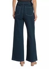 Monrow Pleated Cotton Twill Wide-Leg Trousers