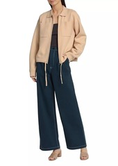 Monrow Pleated Cotton Twill Wide-Leg Trousers