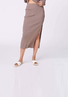 Monrow Rib Midi Skirt In Cocoa