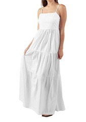 Monrow Smocked Long Dress In White