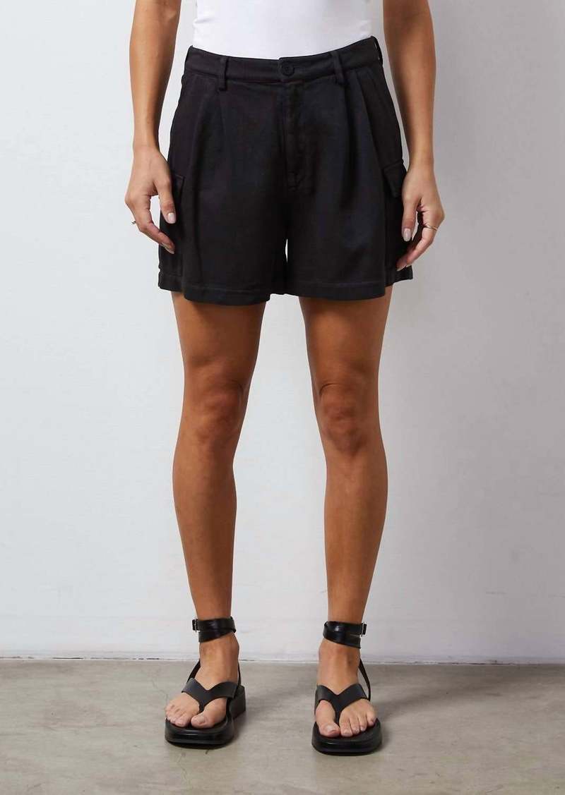 Monrow Soft Twill Cargo Short In Black