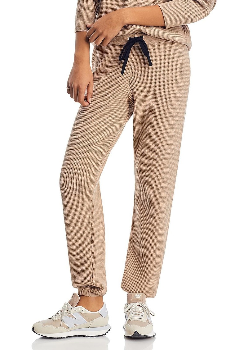 Monrow Womens Waffle Knit Drawstring Hem Jogger Pants