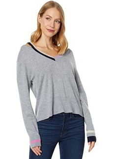 Monrow Wool Cashmere V-Neck Sweater w/ Cutout