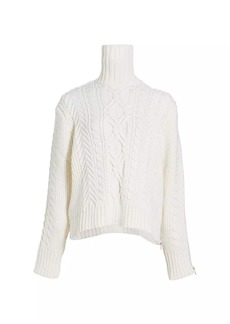 Monse Cable-Knit Zip Turtleneck Sweater