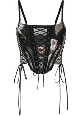 Monse graphic-print lace-up corset