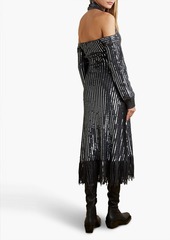 Monse - Fringed sequined merino wool halterneck midi dress - Gray - XS