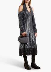 Monse - Fringed sequined merino wool halterneck midi dress - Gray - XS