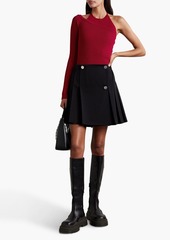 Monse - One-sleeve layered ribbed wool-blend halterneck top - Red - L