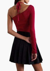 Monse - One-sleeve layered ribbed wool-blend halterneck top - Red - L