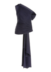 MONSE - Women's Asymmetric Draped Jersey Blouse - Navy - Moda Operandi
