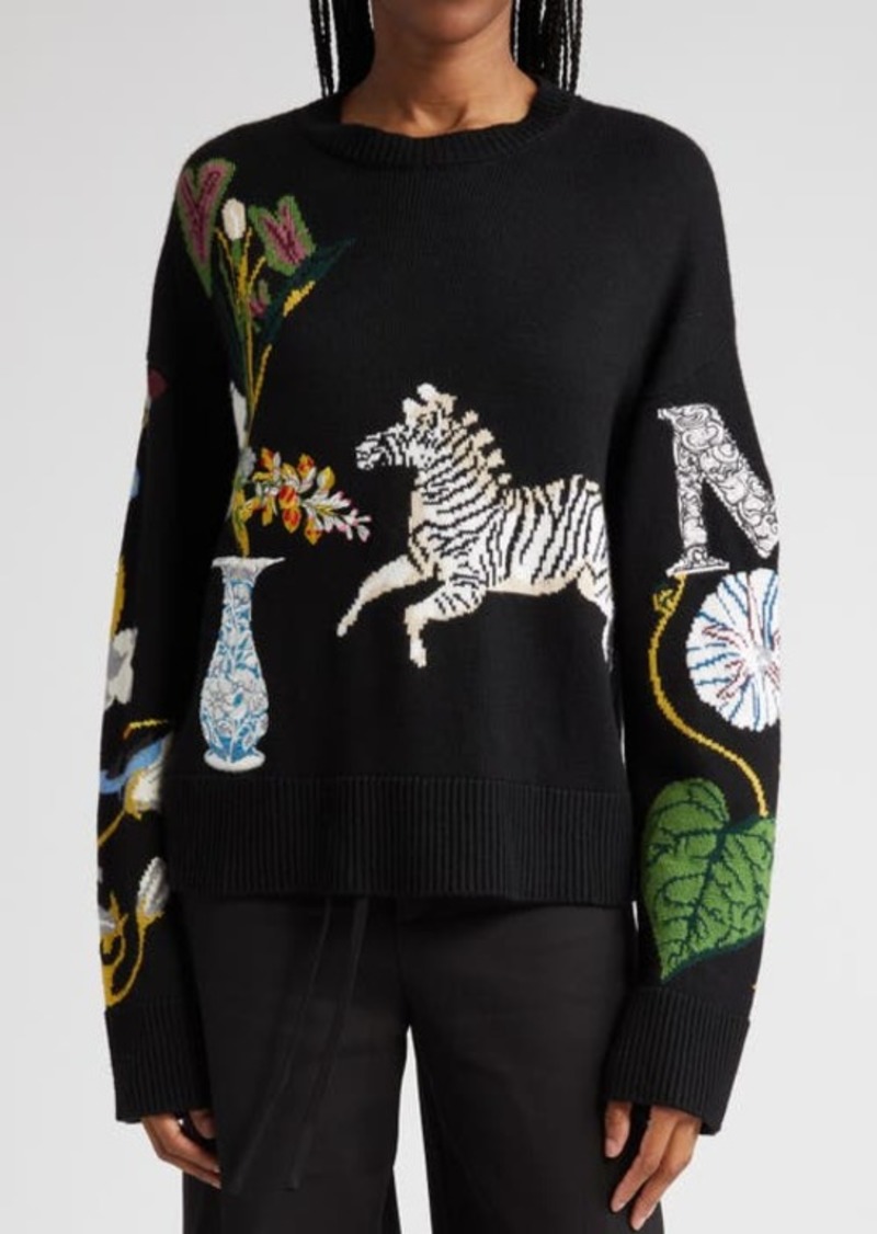MONSE Alpaca & Merino Wool Blend Jacquard Sweater