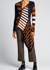 Monse Asymmetric Wool Striped Cardigan