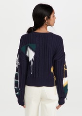 Monse Cropped Inside Out Crest Sweater