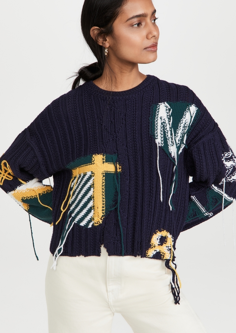 Monse Cropped Inside Out Crest Sweater